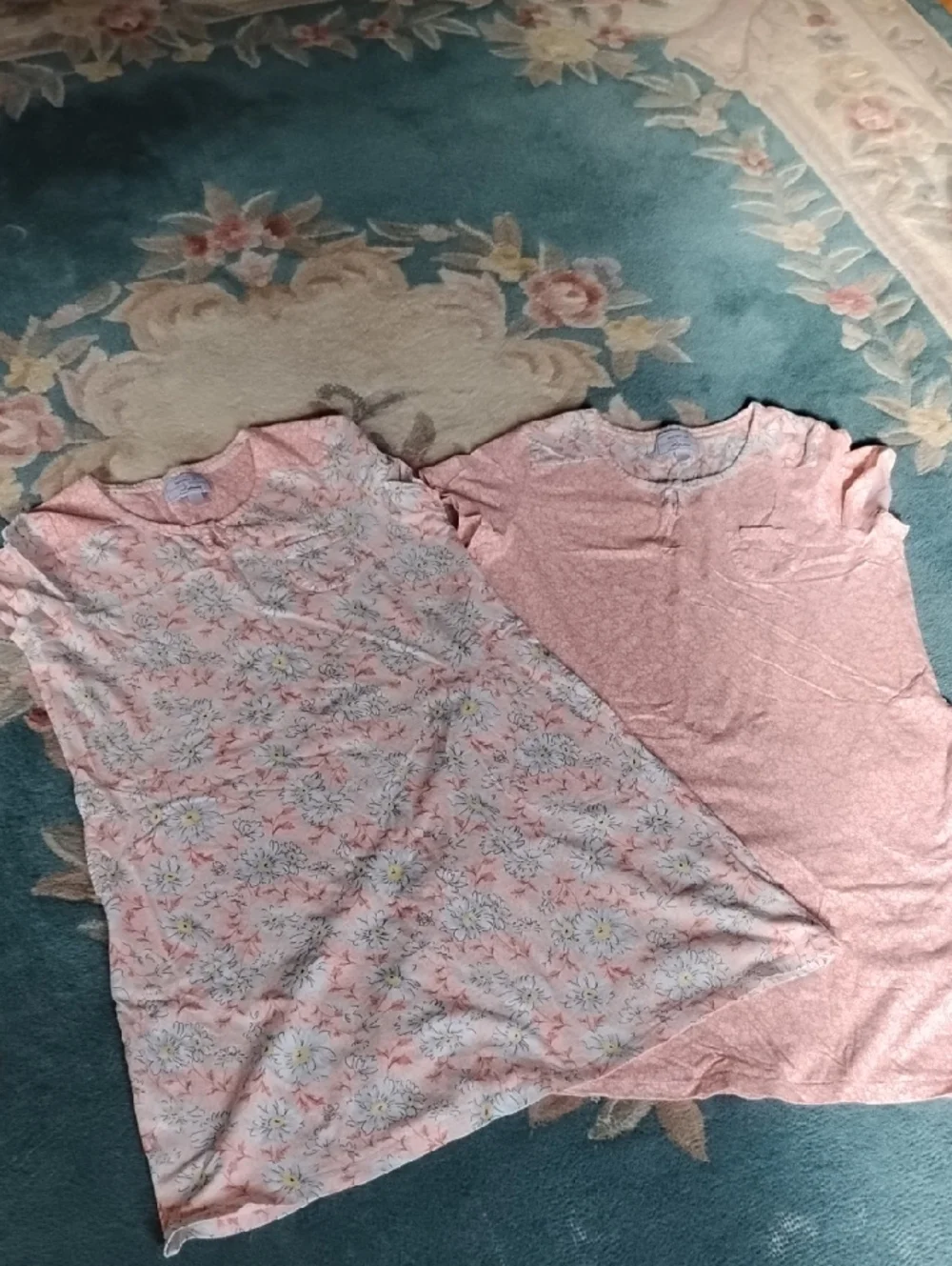 Carole Hochman Peach Floral, Cotton, Short-Sleeve Sleep Shirts Medium Euc - Picture 1 of 11